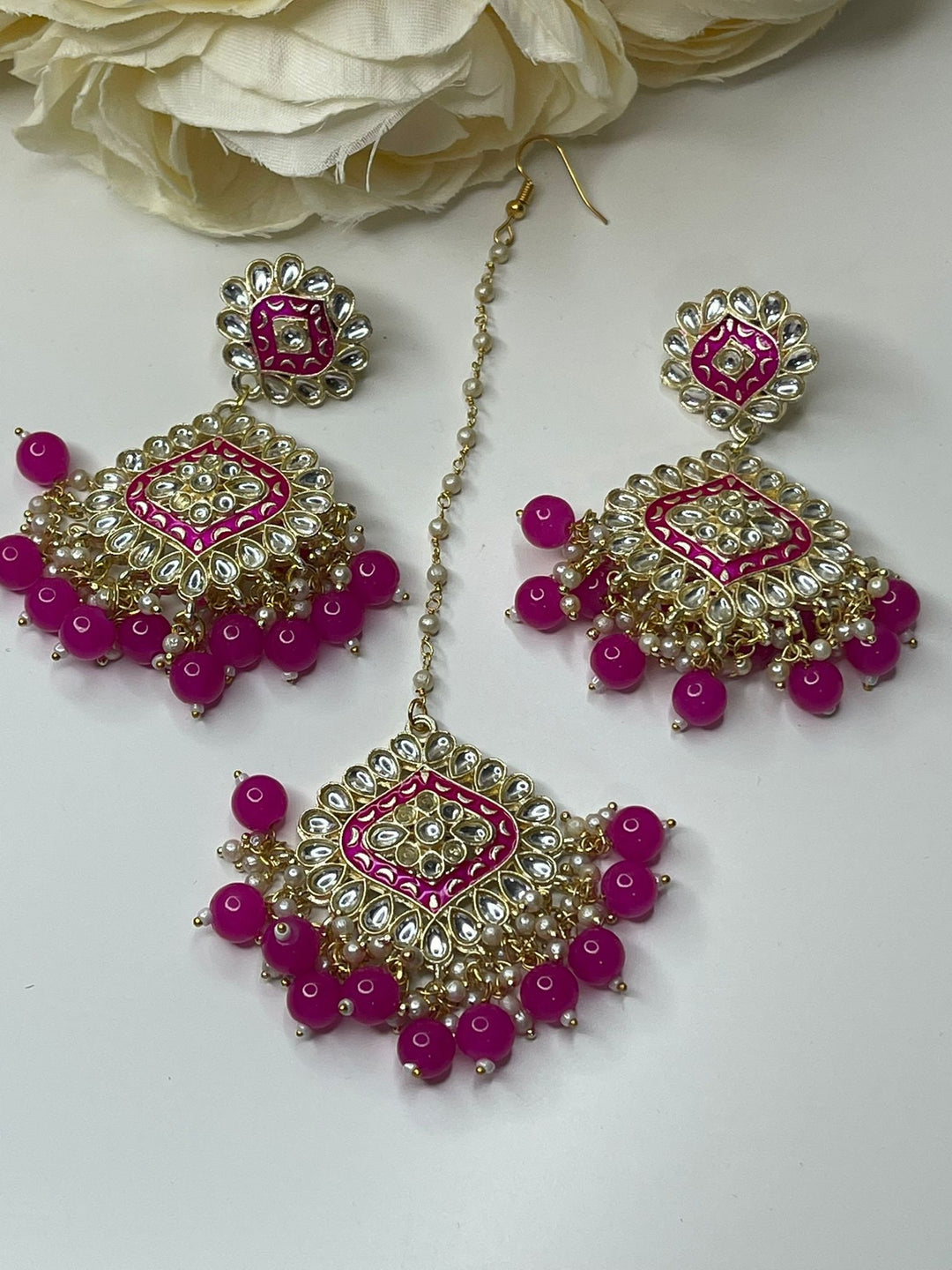 Izhaar Indian Maang Tikkat Set With Earrings For Girls And Womens.