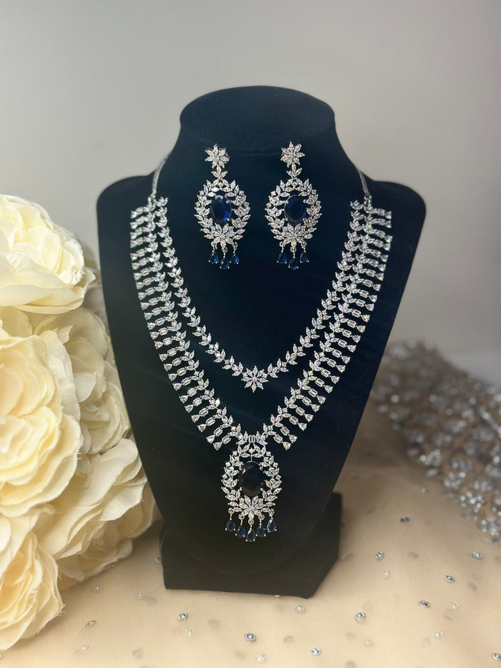 Mallika CZ Blue Necklace Set