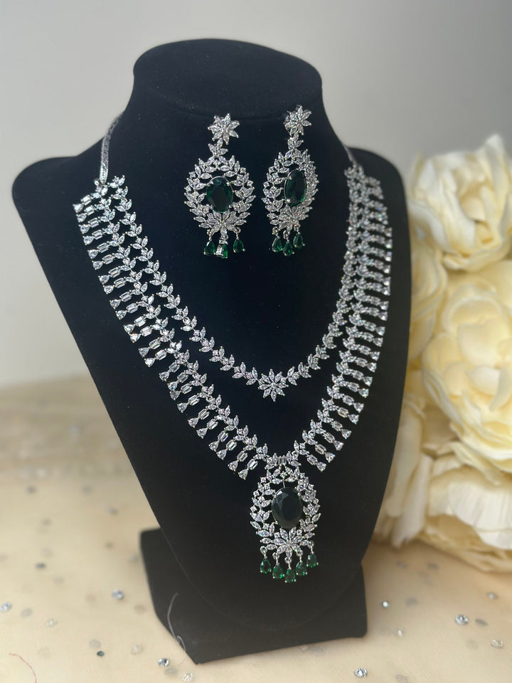 Mallika CZ Green Necklace Set