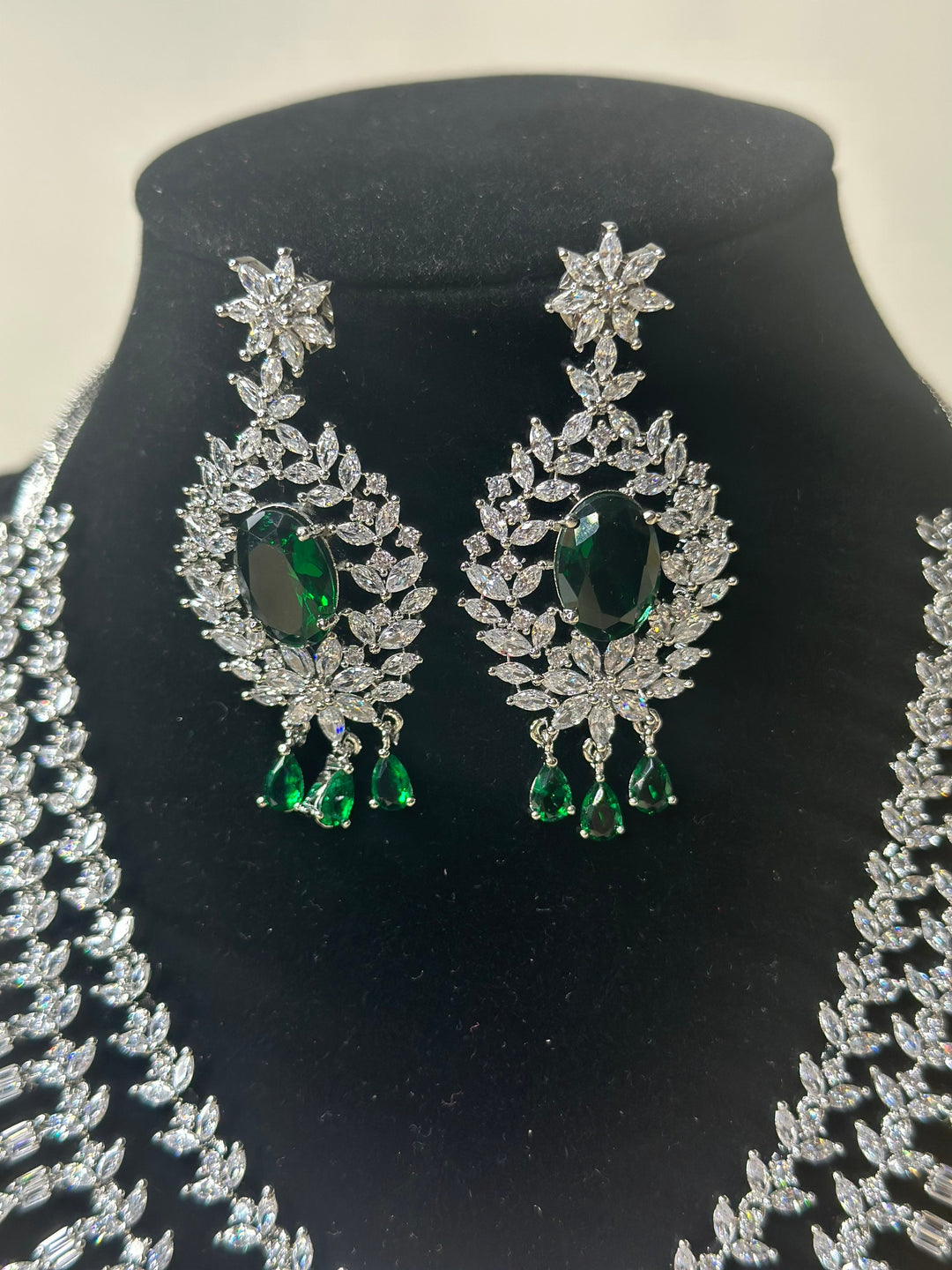 Mallika CZ Green Necklace Set