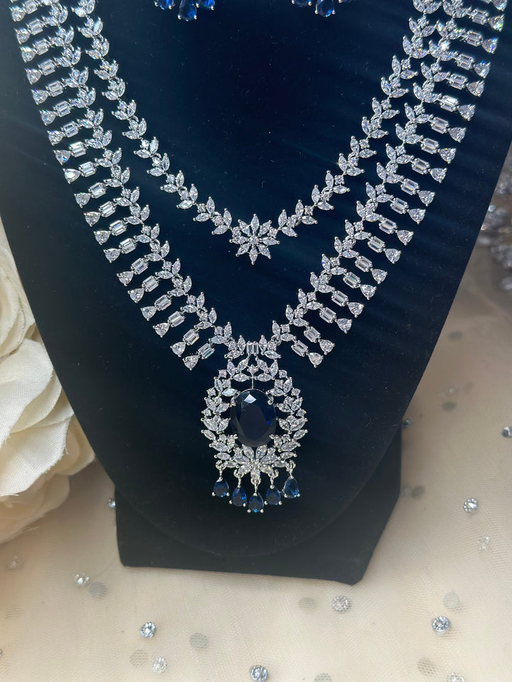 Mallika CZ Blue Necklace Set