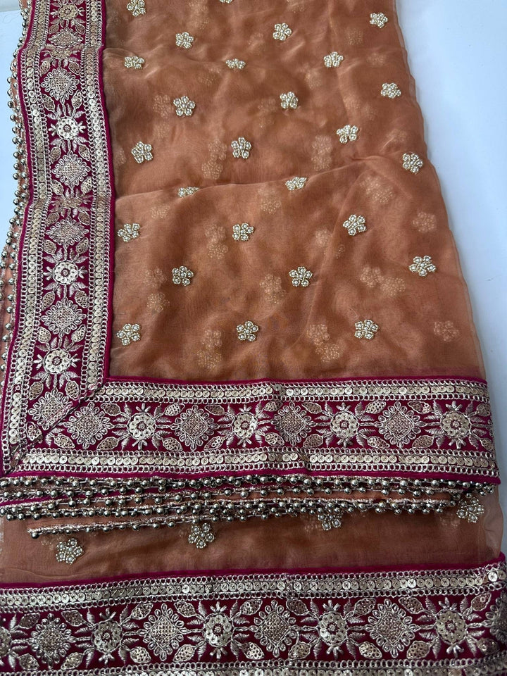 Traditional Embroidered Bridal Work Dupatta