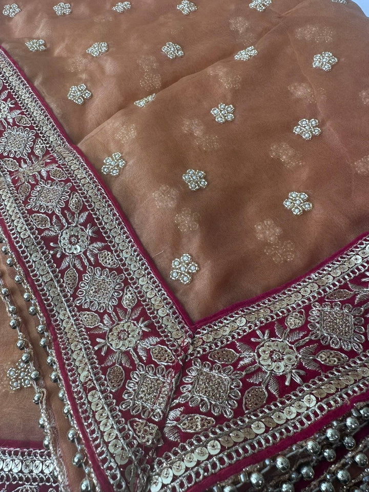 Traditional Embroidered Bridal Work Dupatta