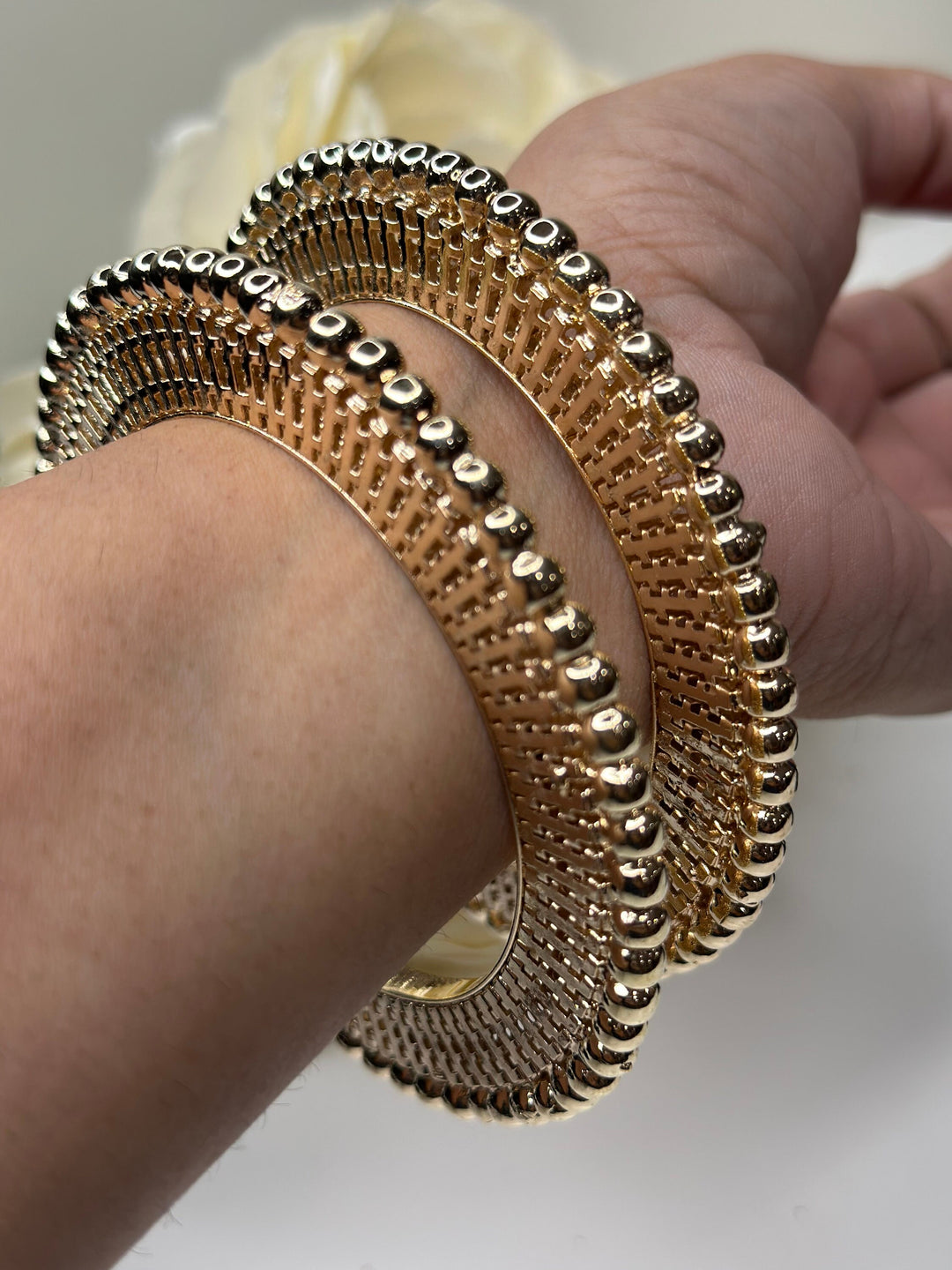 Radiant Gold Textured Kada Bangles