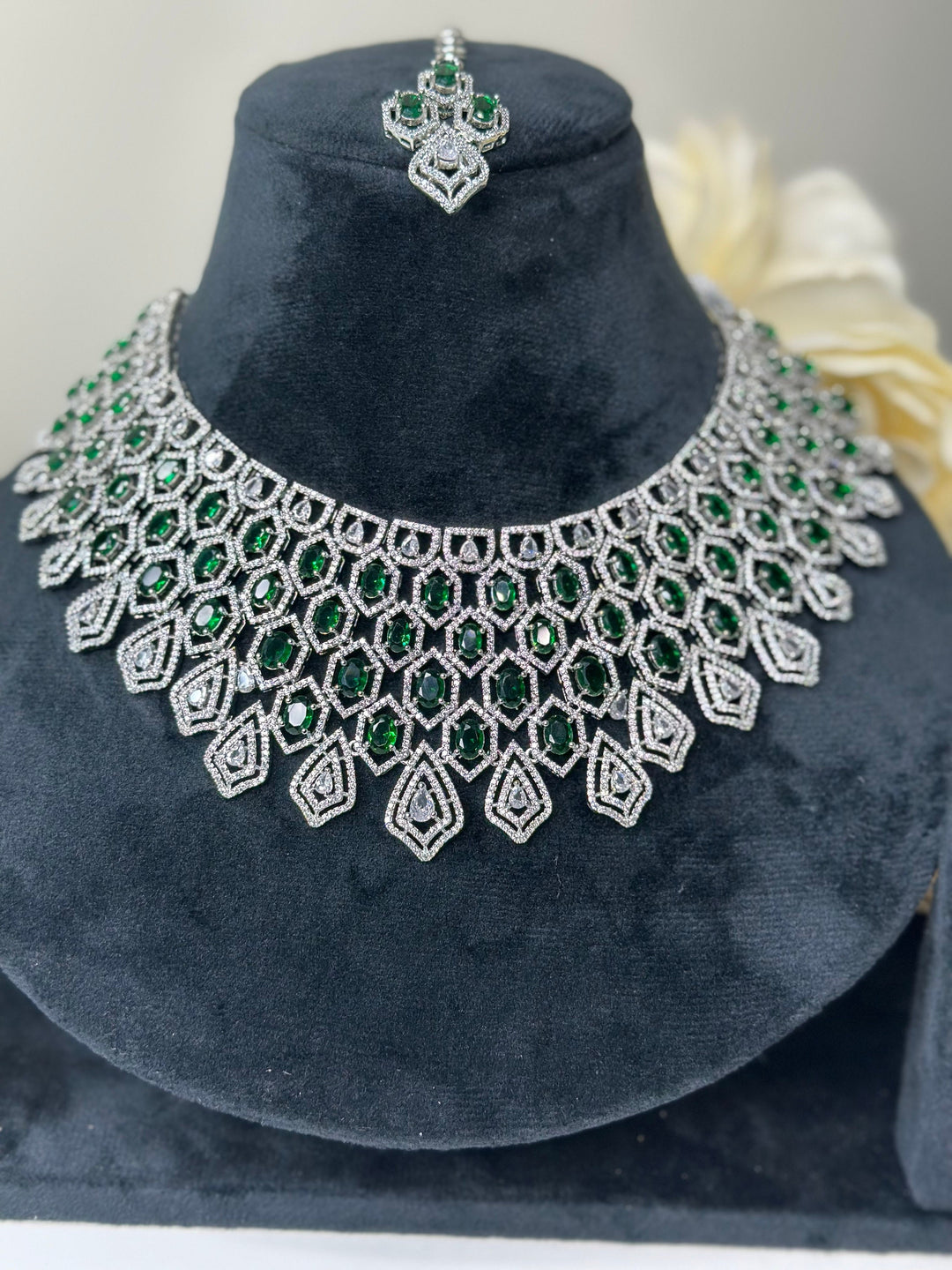 Mia CZ Green Necklace Set ADSet001
