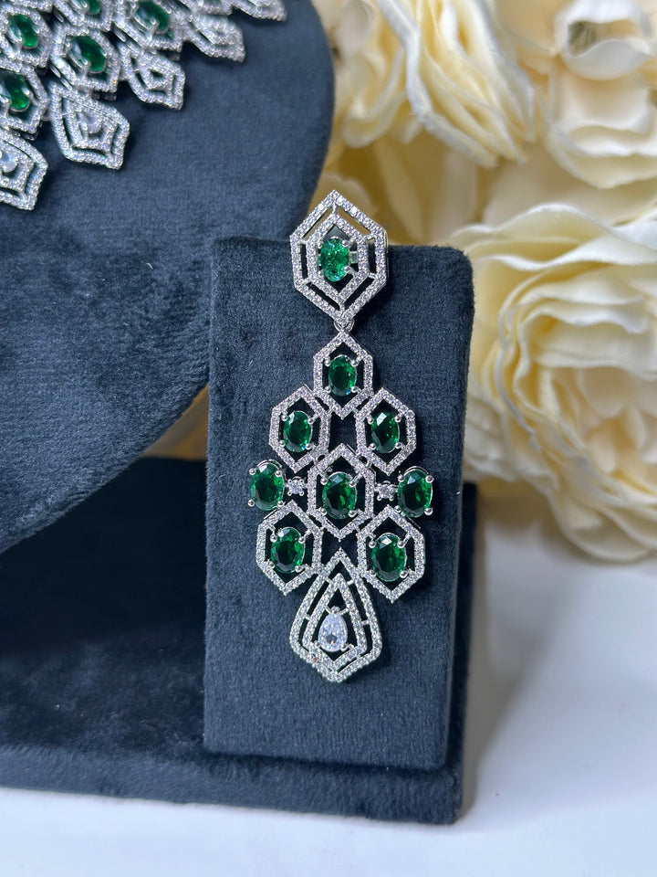 Mia CZ Green Necklace Set ADSet001