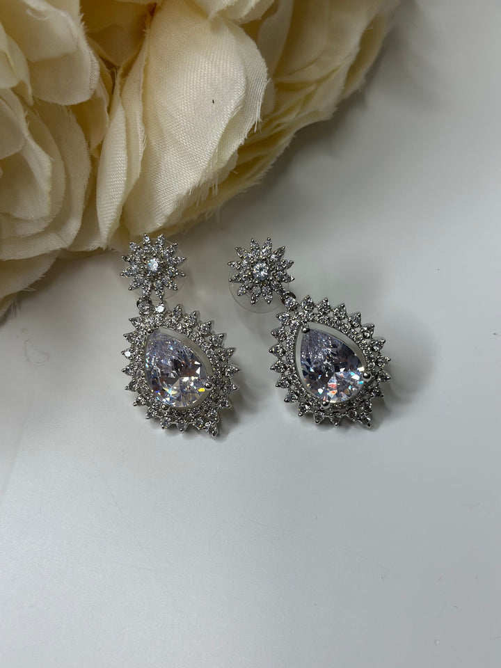 Indian Wedding Drop Jewelry Multicolor AD Earring Set