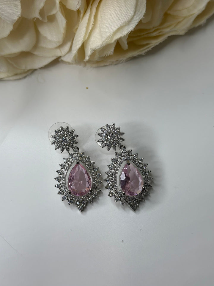 Indian Wedding Drop Jewelry Multicolor AD Earring Set