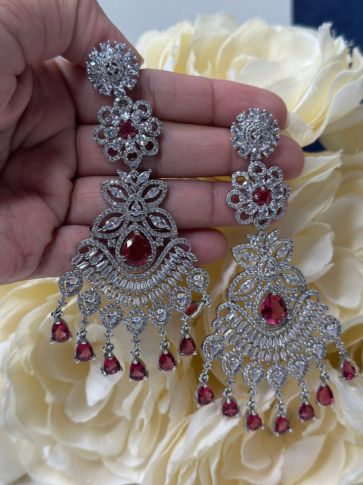 Wedding Silver Plating AD Earrings Set