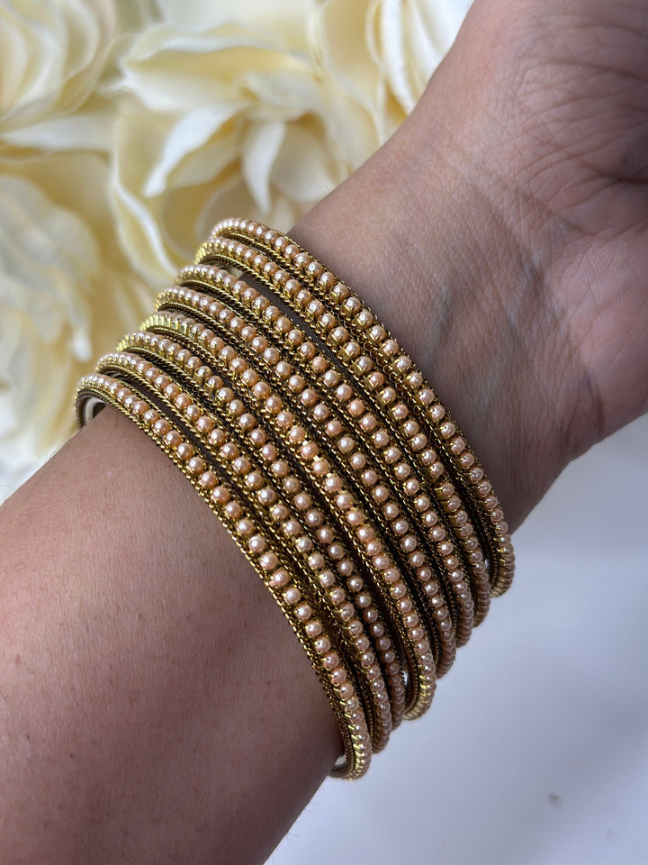Designer Pearl Gold Bangles