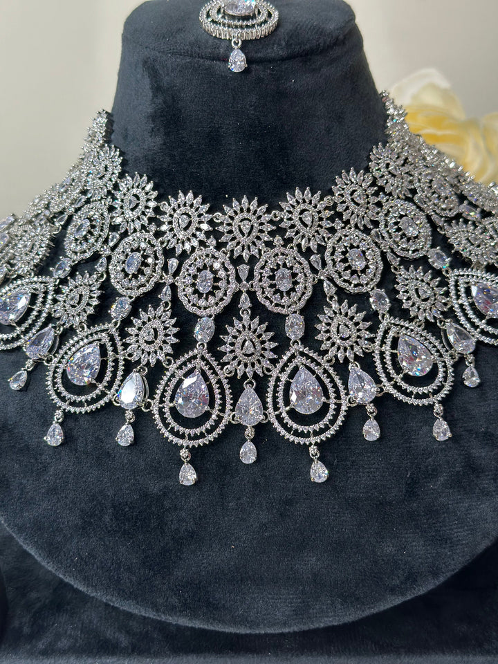 Zia CZ White Necklace AD Set013