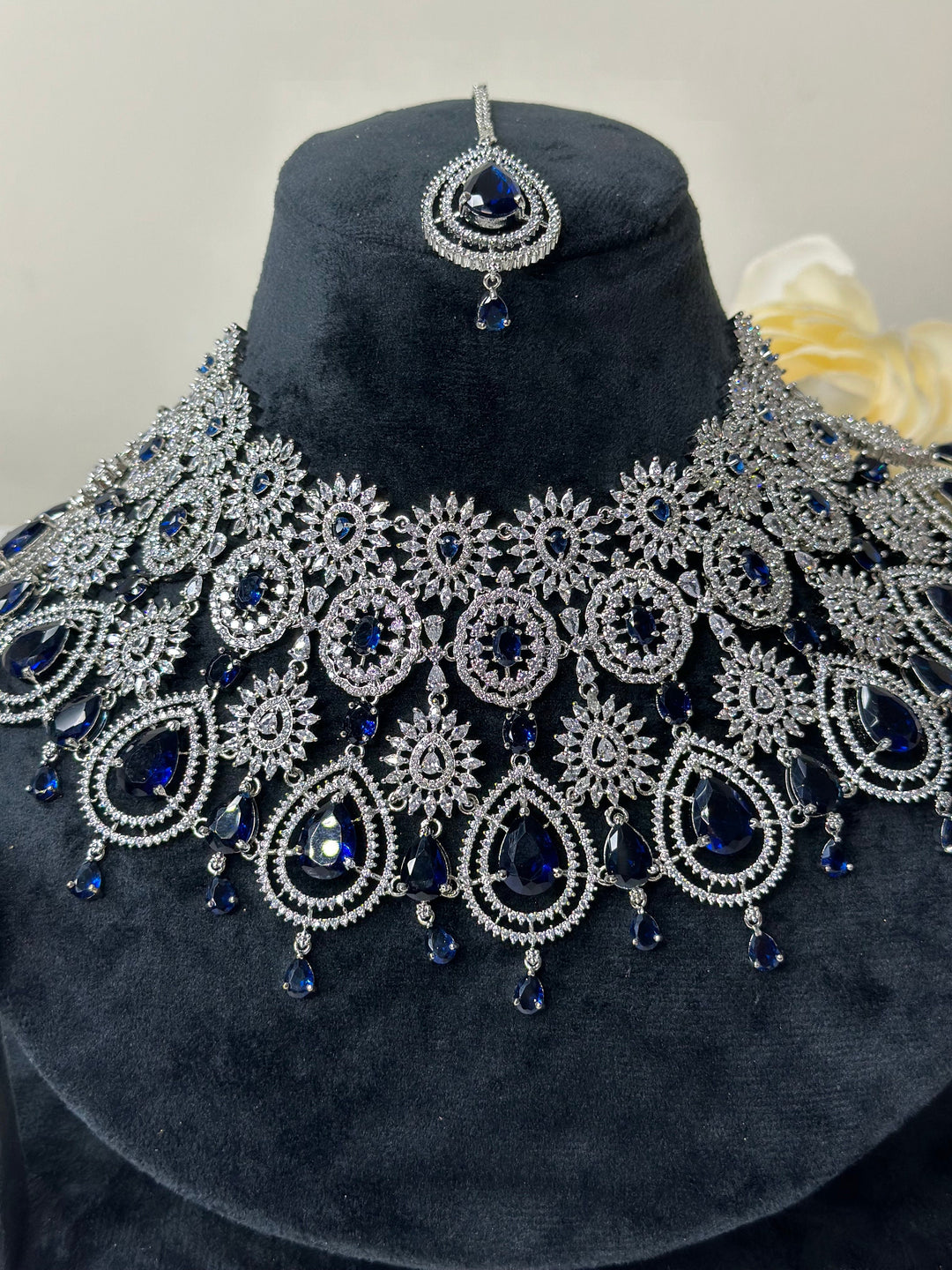 Zia CZ Dark Blue Necklace ADset013