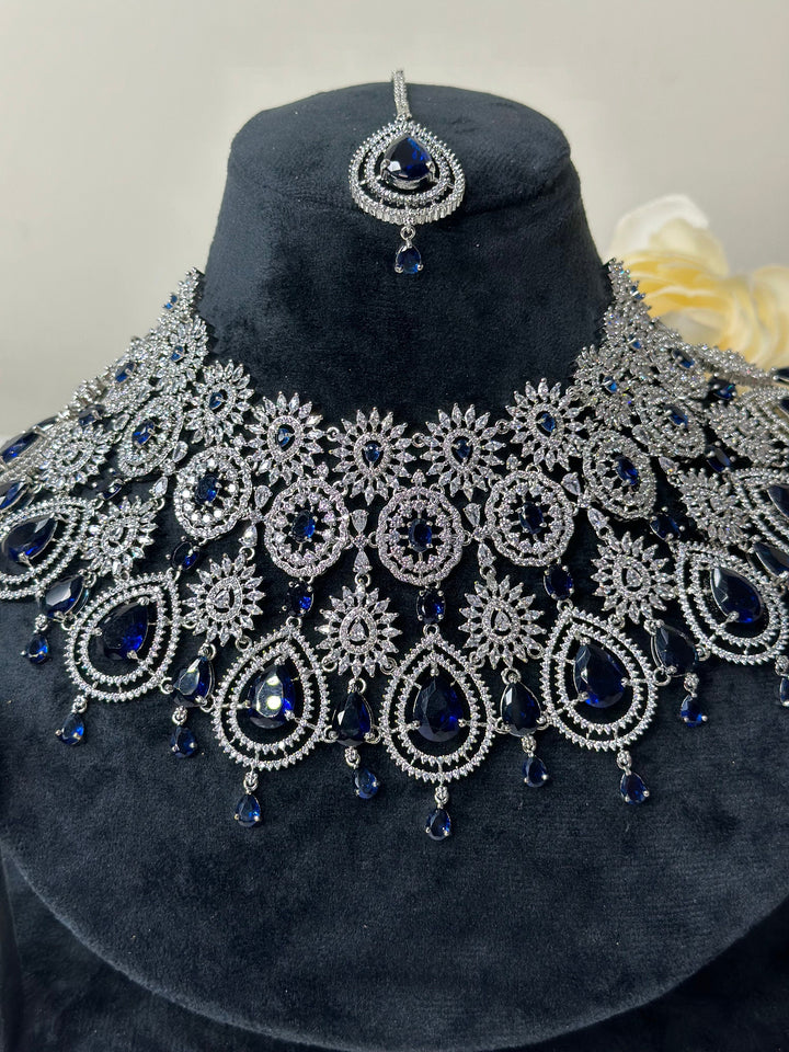 Zia CZ Dark Blue Necklace ADset013