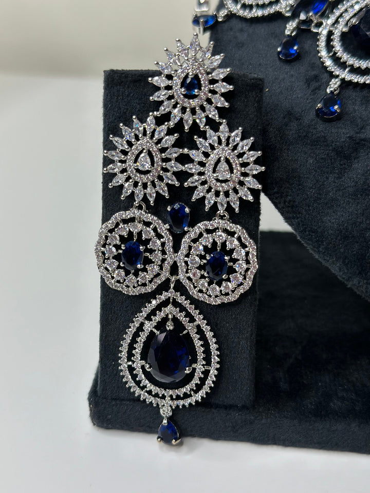 Zia CZ Dark Blue Necklace ADset013