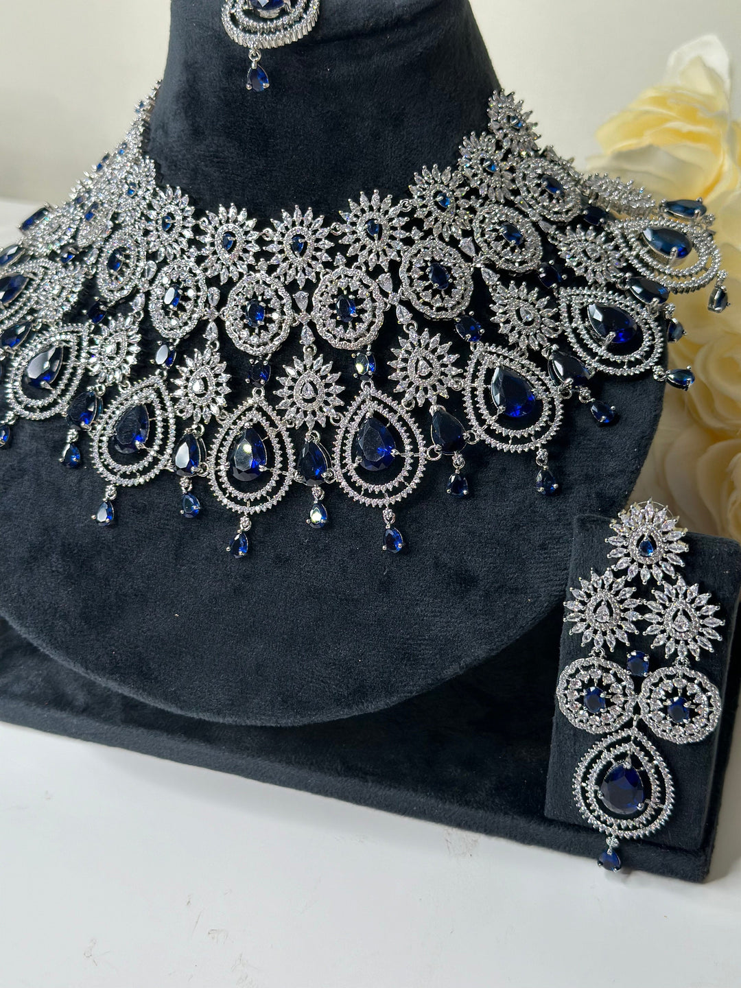 Zia CZ Dark Blue Necklace ADset013
