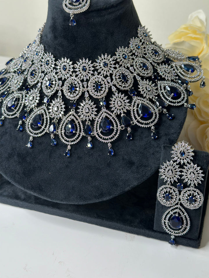 Zia CZ Dark Blue Necklace ADset013