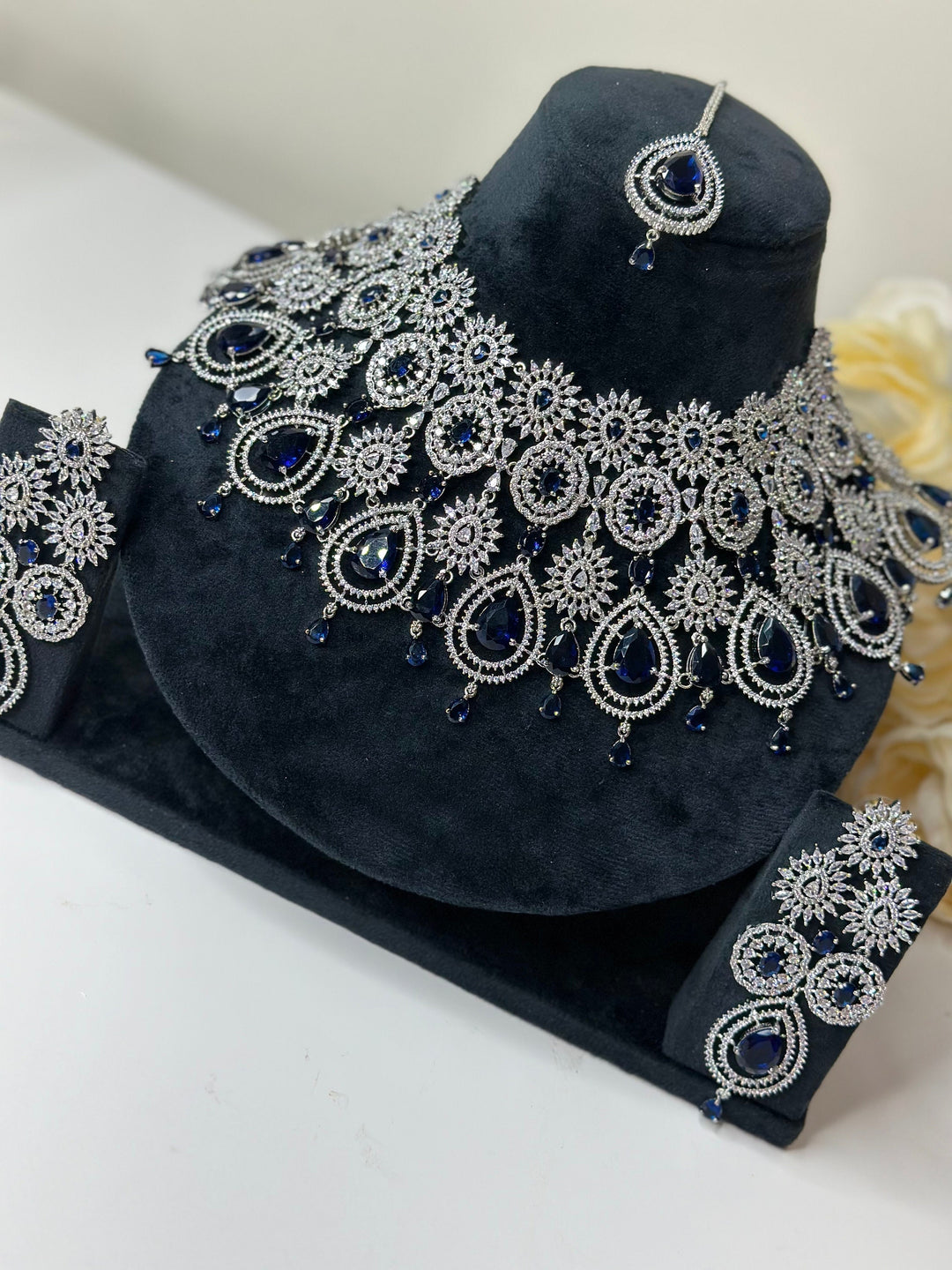 Zia CZ Dark Blue Necklace ADset013