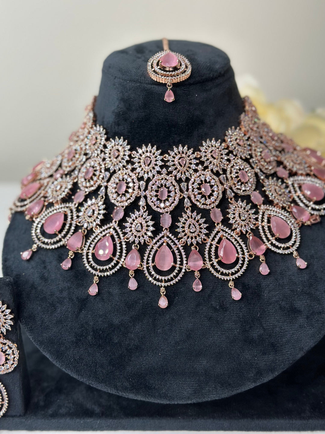 Zia CZ Pink Necklace AD Set013