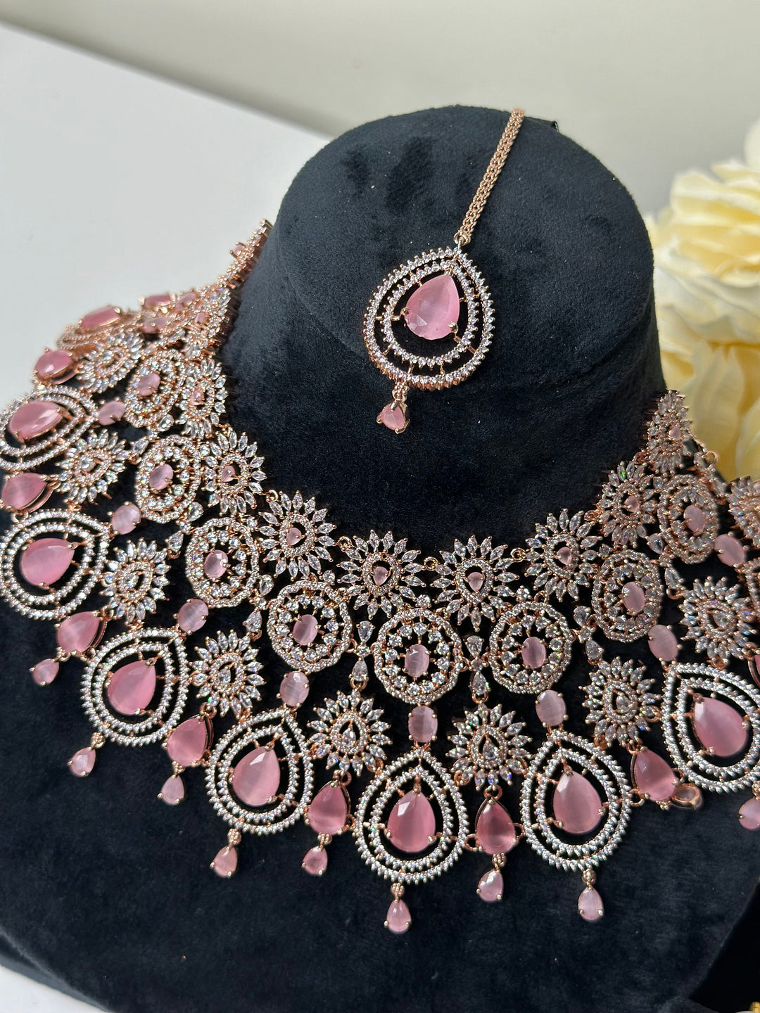 Zia CZ Pink Necklace AD Set013