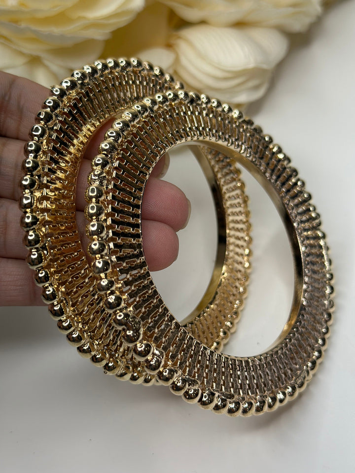 Radiant Gold Textured Kada Bangles