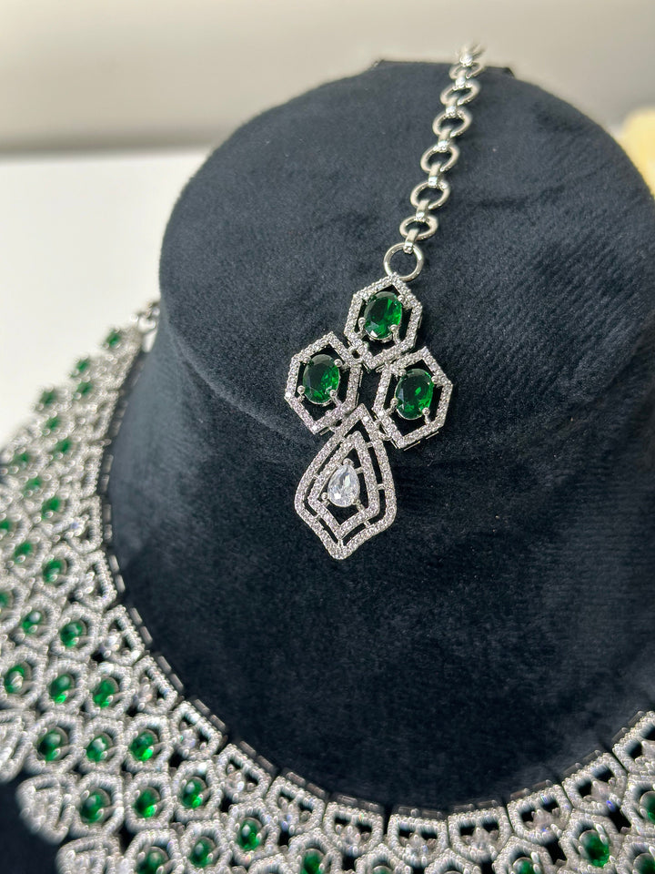 Mia CZ Green Necklace Set ADSet001