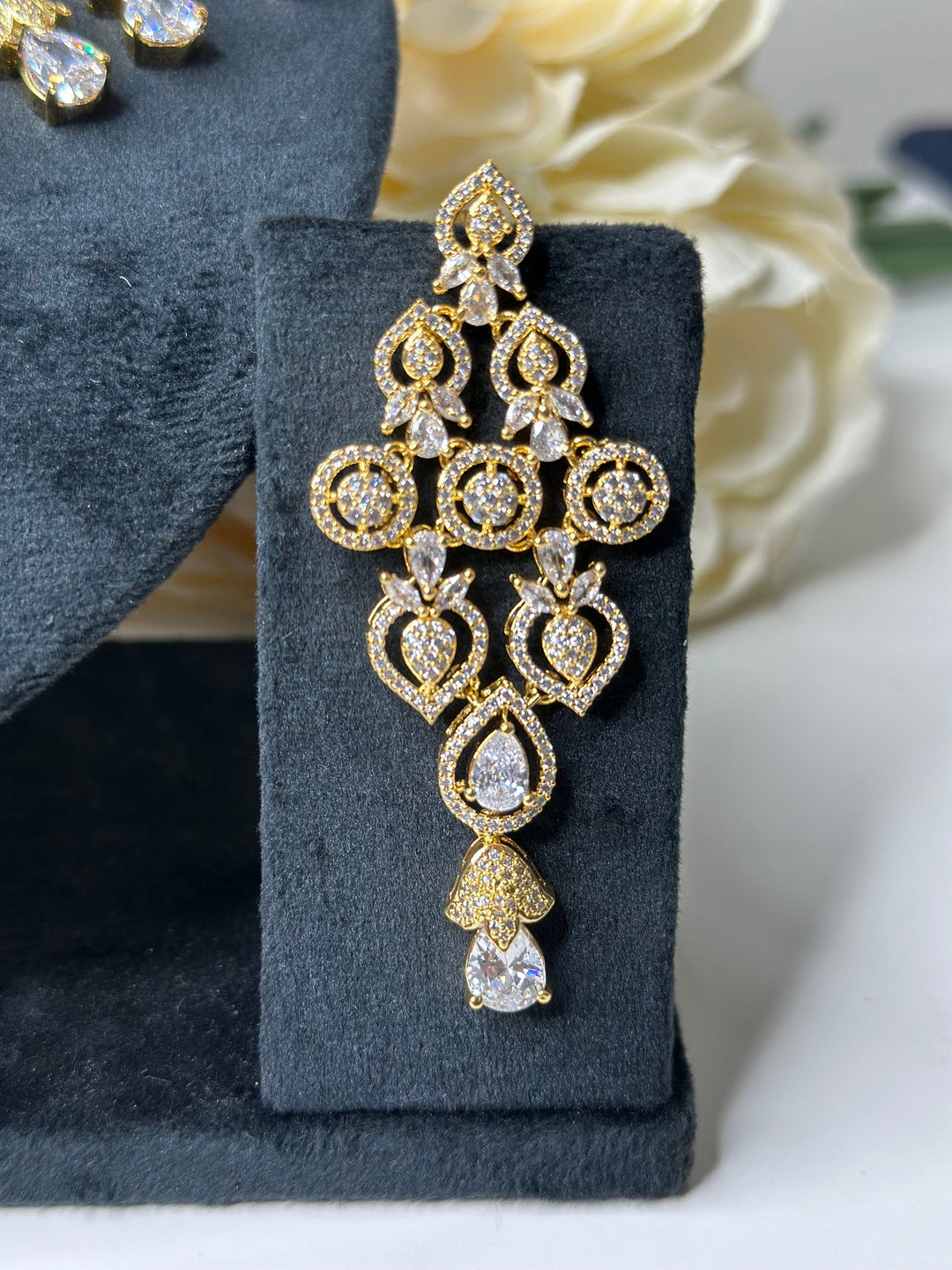 Ava CZ Handcrafted Gold Plated Necklace Set AD Set003