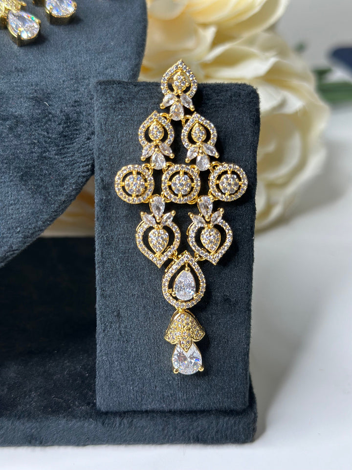 Ava CZ Handcrafted Gold Plated Necklace Set AD Set003