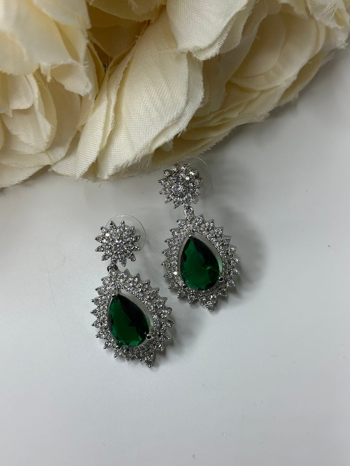 Indian Wedding Drop Jewelry Multicolor AD Earring Set