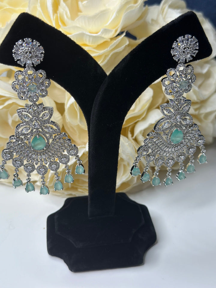 Wedding Silver Plating AD Earrings Set