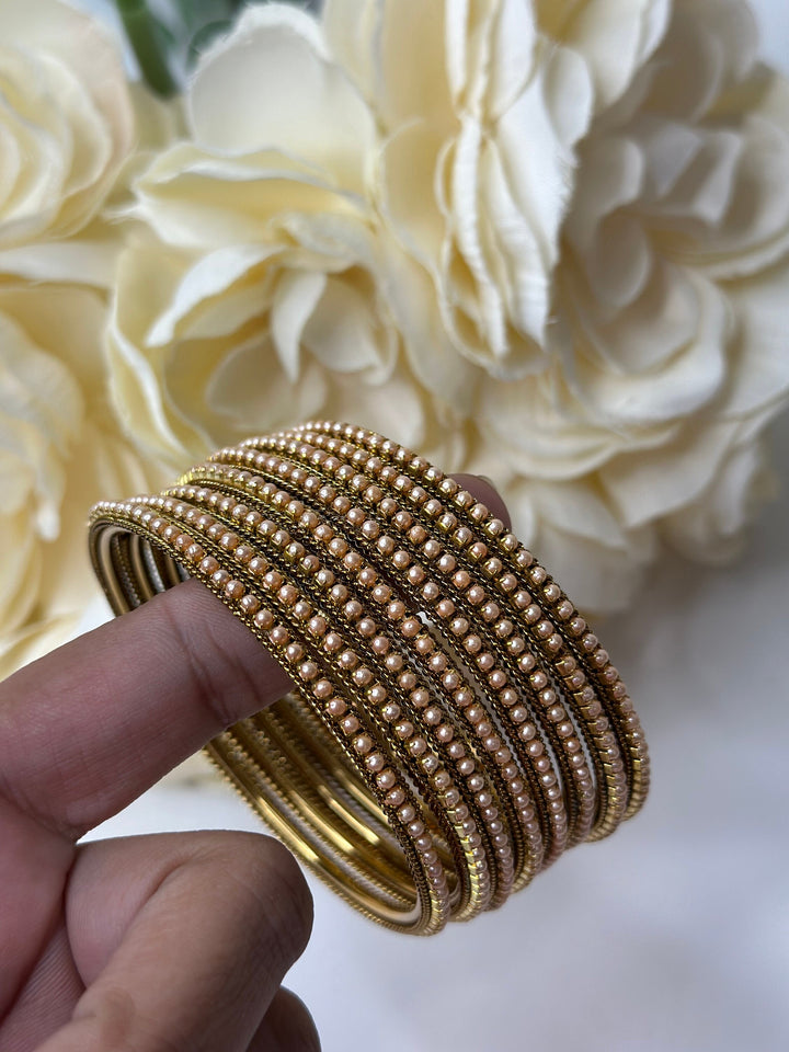 Designer Pearl Gold Bangles