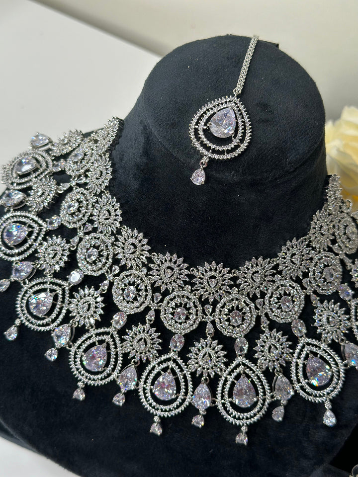 Zia CZ White Necklace AD Set013