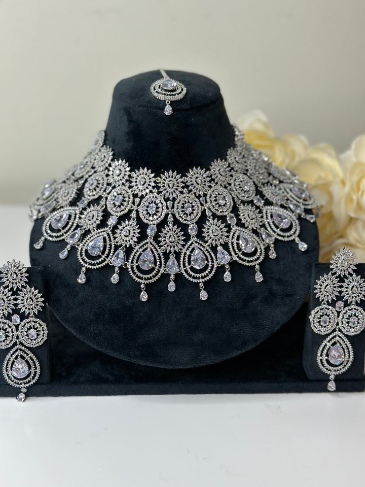 Zia CZ White Necklace AD Set013