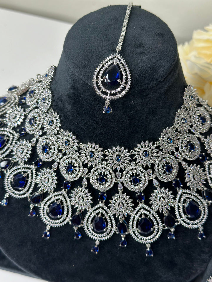 Zia CZ Dark Blue Necklace ADset013