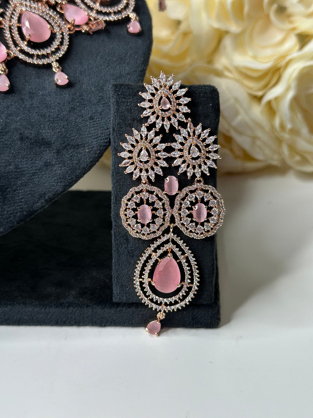 Zia CZ Pink Necklace AD Set013
