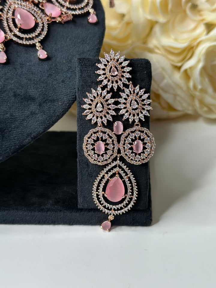 Zia CZ Pink Necklace AD Set013