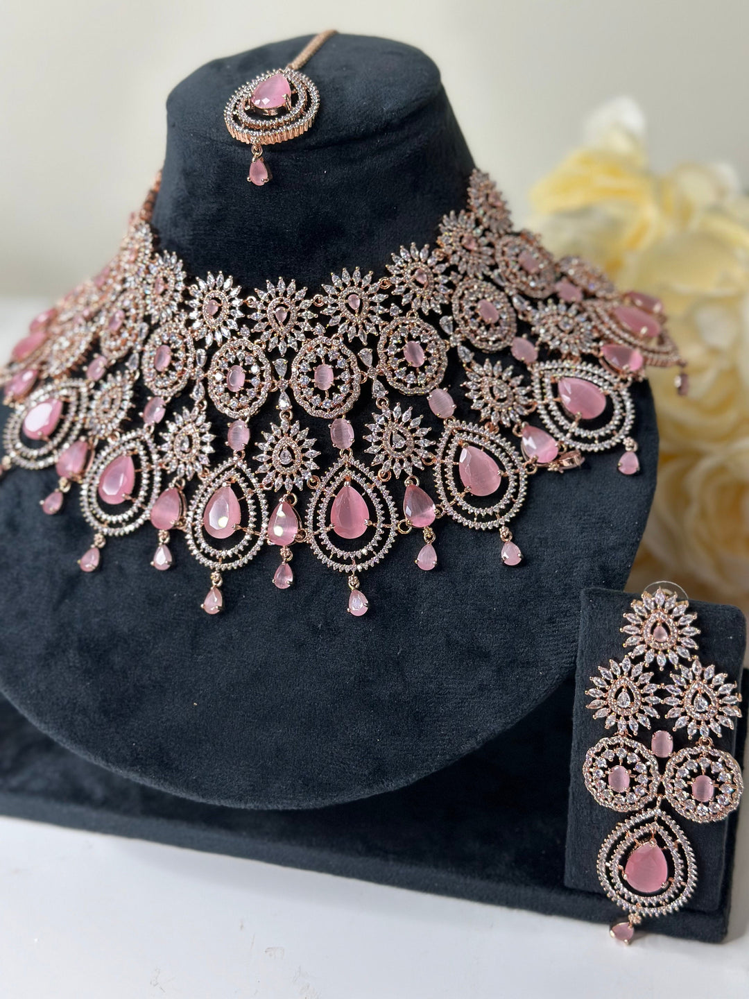 Zia CZ Pink Necklace AD Set013