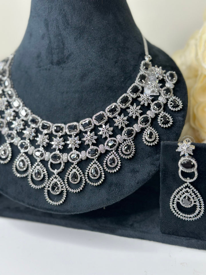 Ayla CZ Black Necklace AD Set016