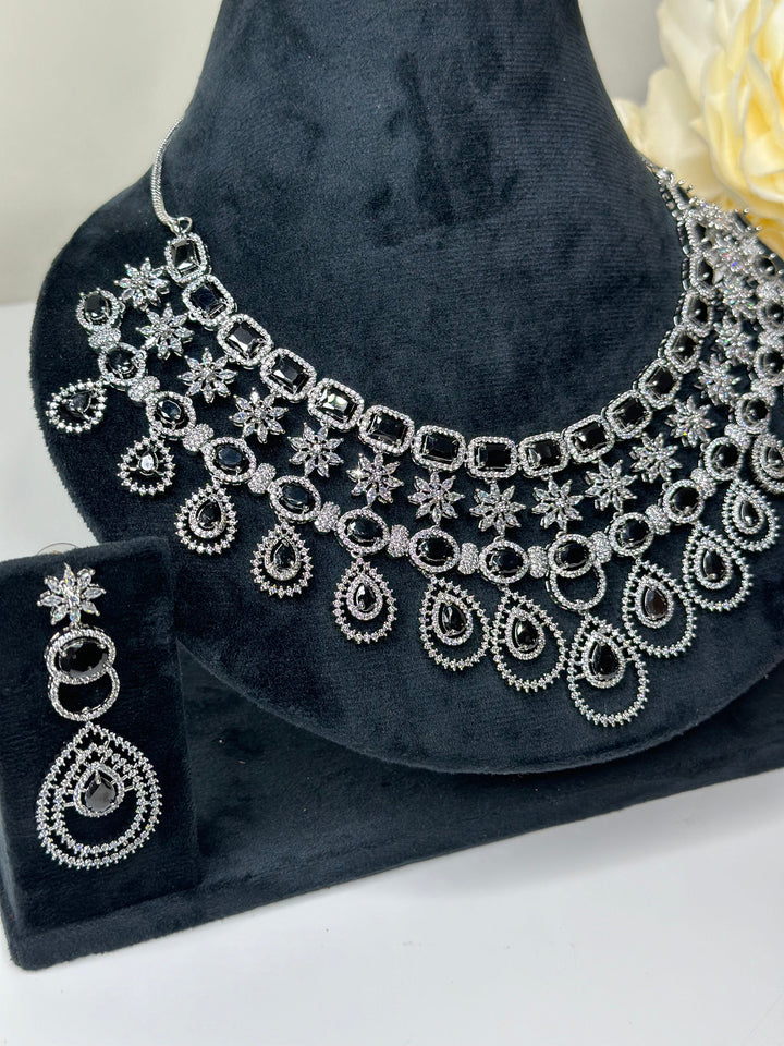 Ayla CZ Black Necklace AD Set016
