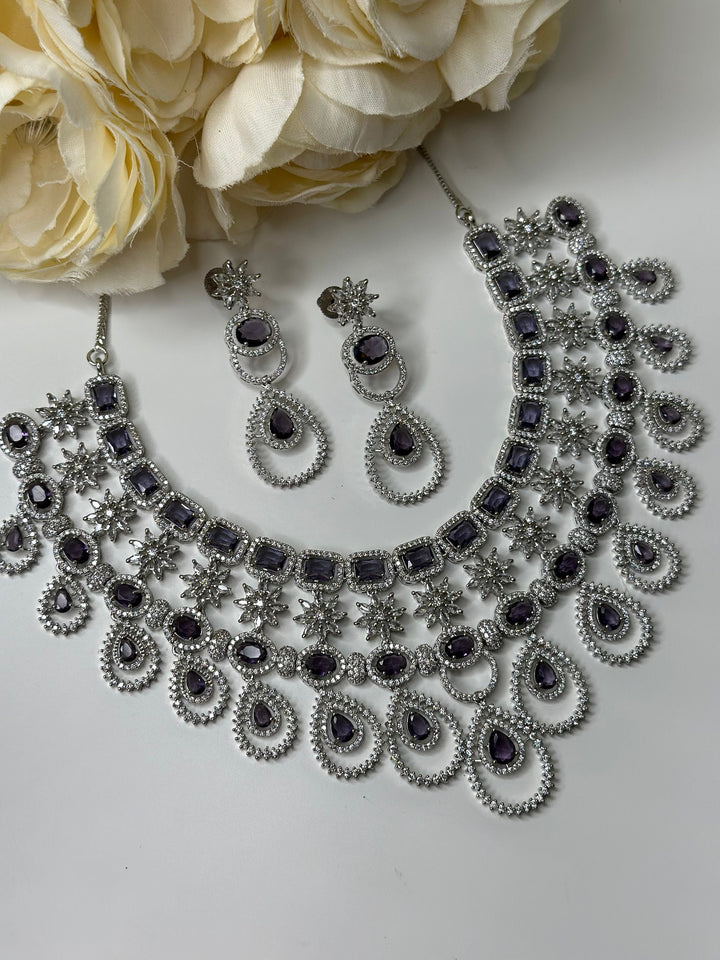 Ayla CZ Purple Necklace AD Set016