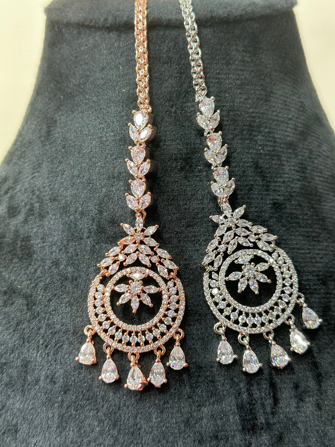 Izhaar Royal Bridal Silver AD Maang Tikka