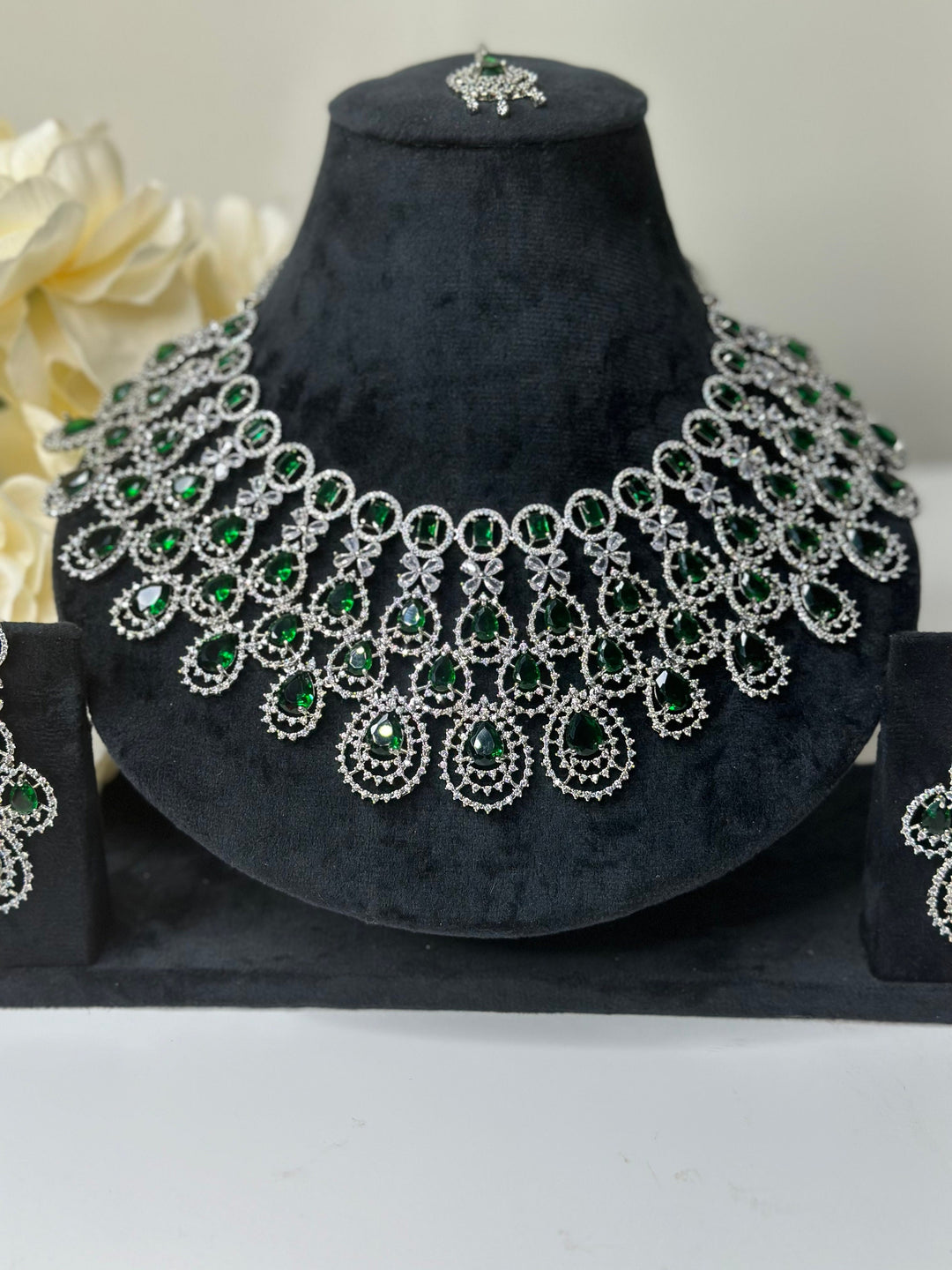 Sara CZ Green Necklace ADset019
