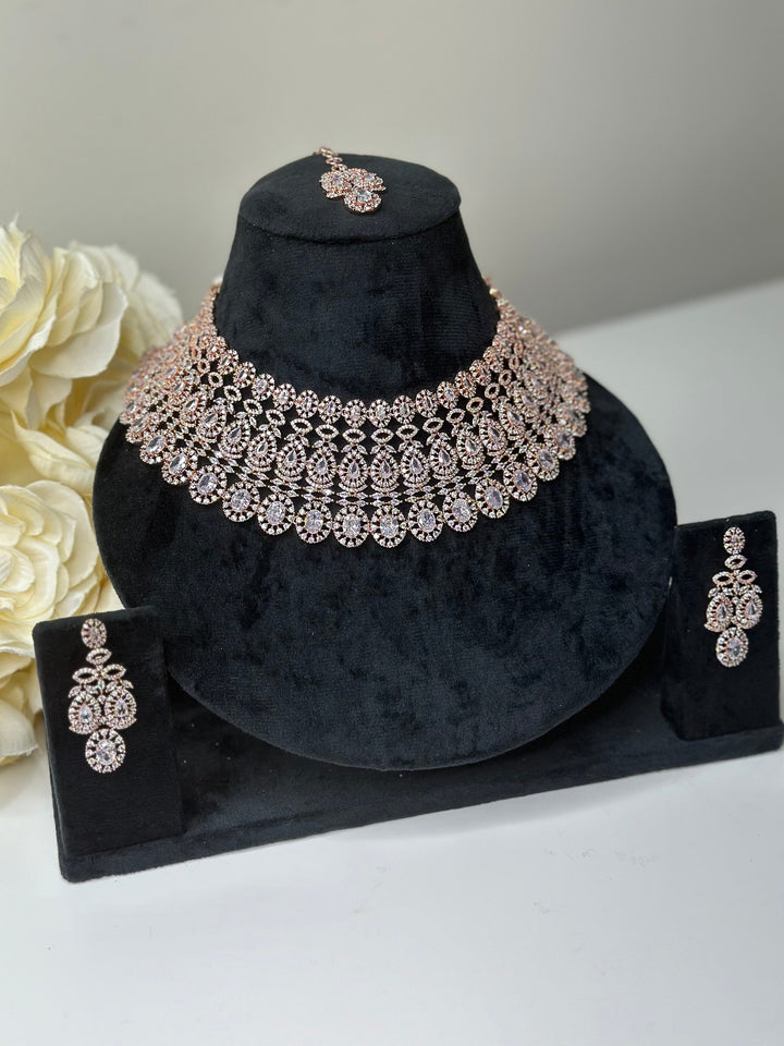 Elle CZ Rose Gold Necklace ADset022