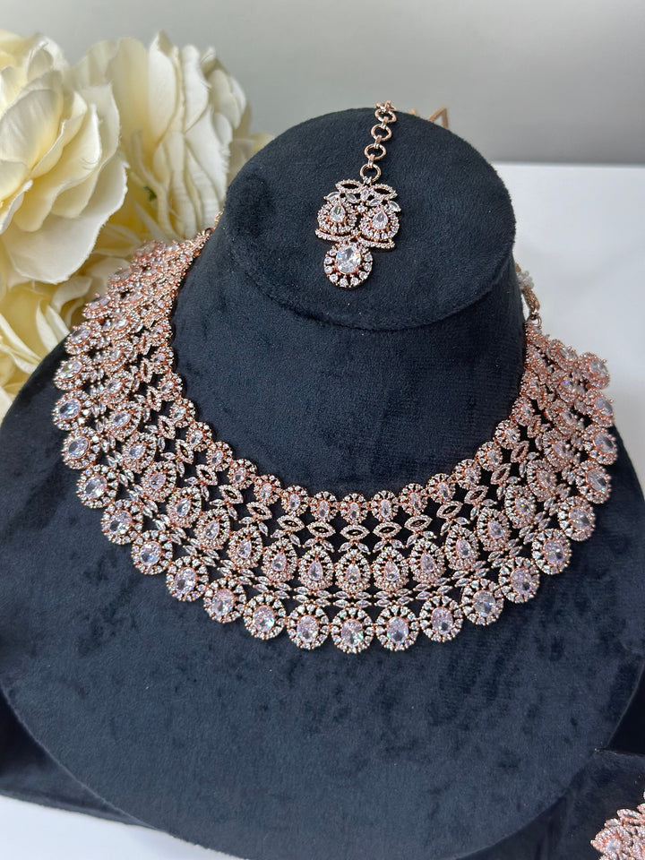 Elle CZ Rose Gold Necklace ADset022