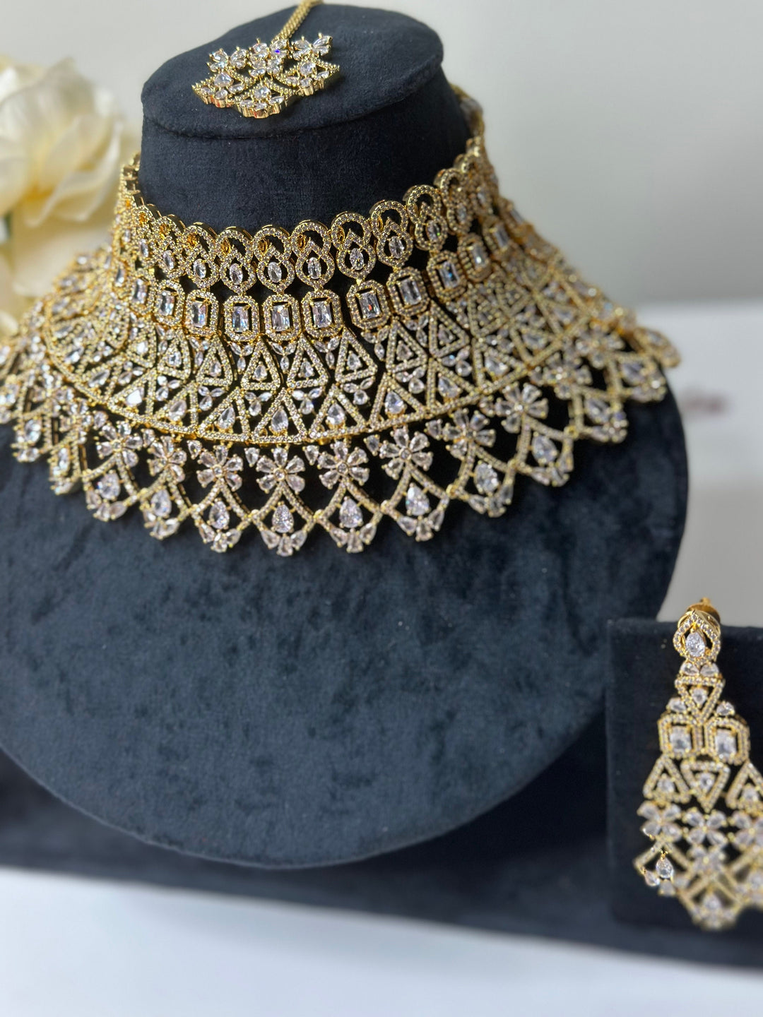Cali CZ Gold Necklace AD Set023