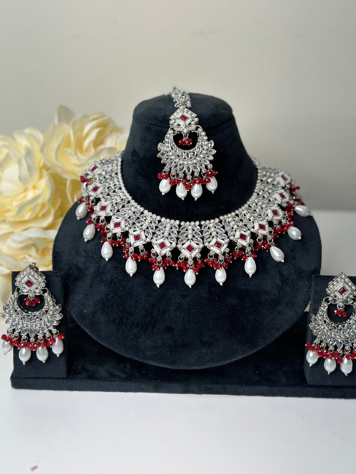 Rani Reverse AD Semi Bridal Necklace Set