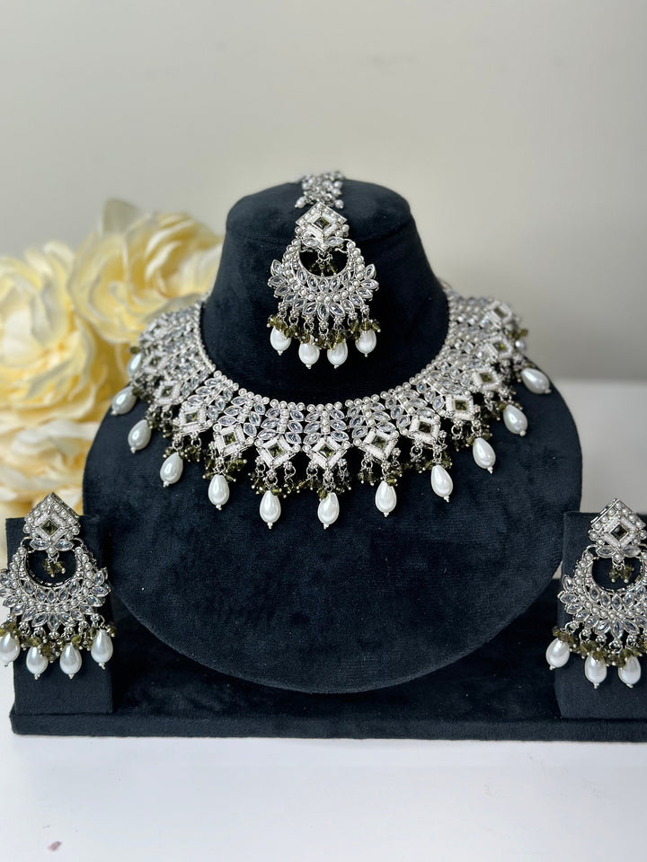 Rani Reverse AD Semi Bridal Necklace Set