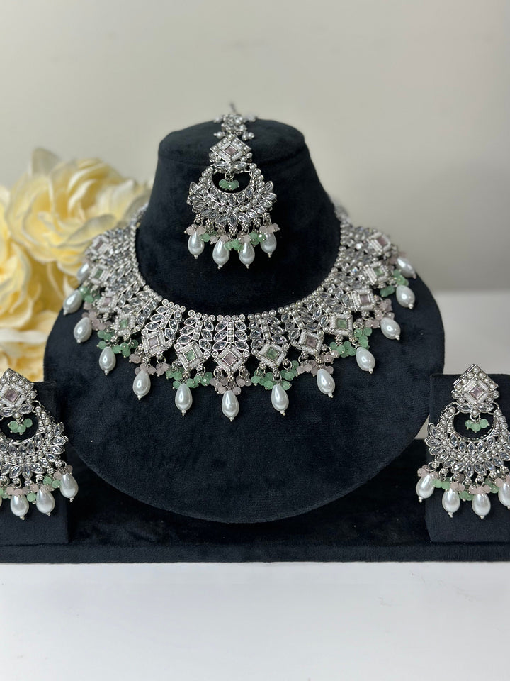 Rani Reverse AD Semi Bridal Necklace Set