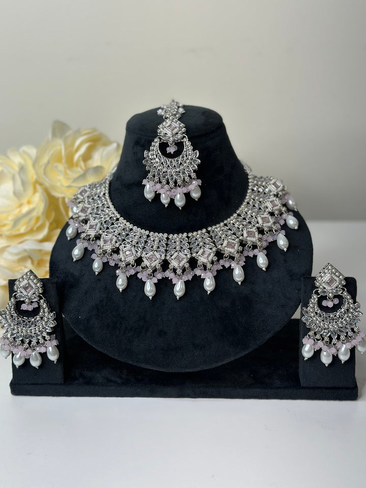 Rani Reverse AD Semi Bridal Necklace Set