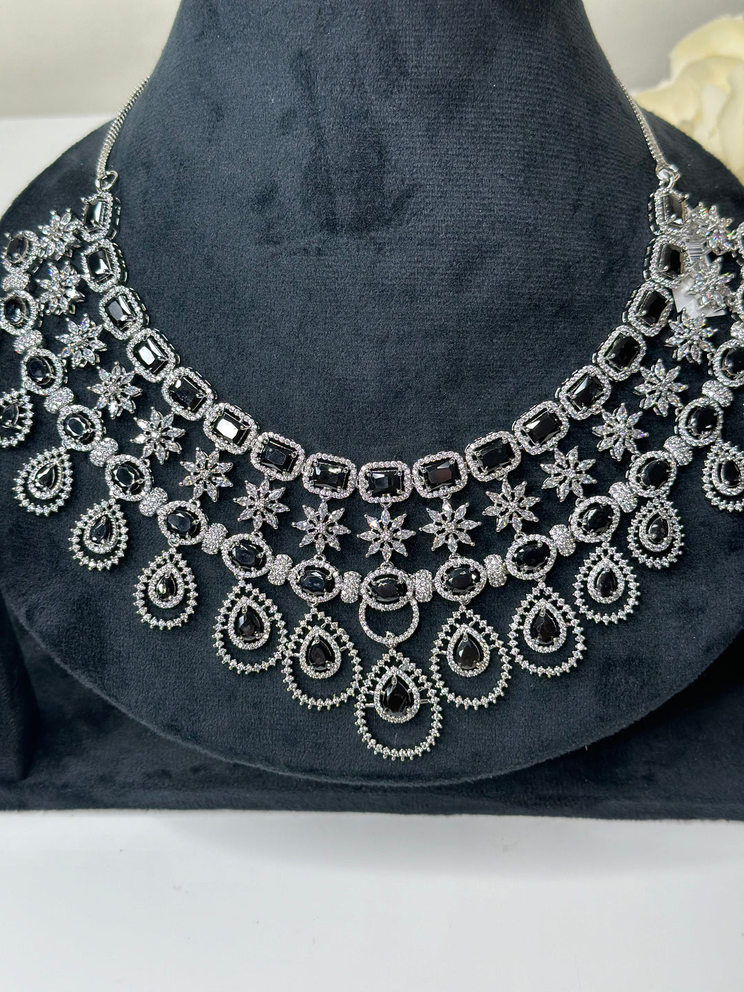 Ayla CZ Black Necklace AD Set016