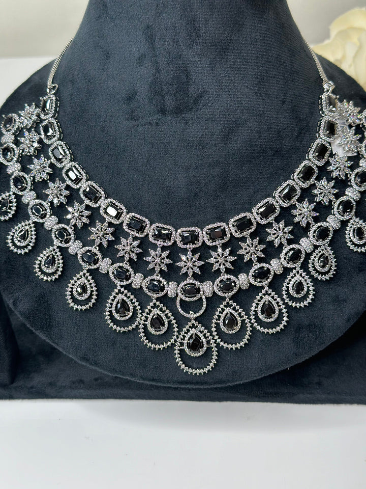 Ayla CZ Black Necklace AD Set016